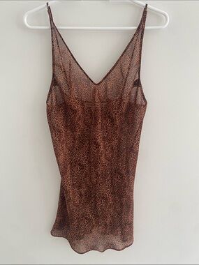 Vintage Y2K Victoria’s Secret Cheetah Leopard Sheer Chiffon Slip Dress SMALL